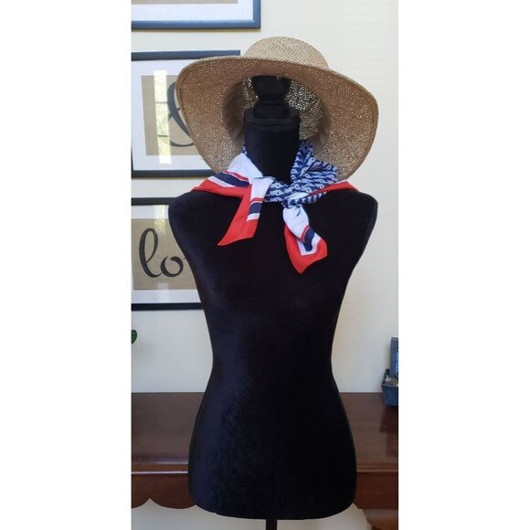 Norwegian Caribbean Lines Vintage Silk Scarf Red/White/Blue Nautical Design 34" - Picture 3 of 4